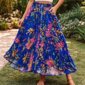 Cynthia Rowley Vibrant Floral Maxi Skirt